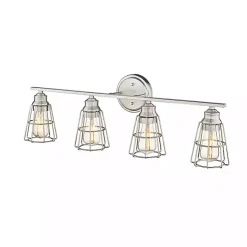 Kirklands Home Brushed Nickel Cage Shade Vanity Light Silver Outlet