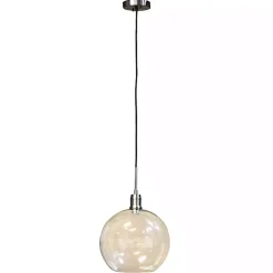 Kirklands Home Brushed Nickel Glass Globe Pendant Light Silver New