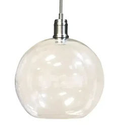 Kirklands Home Brushed Nickel Glass Globe Pendant Light Silver New