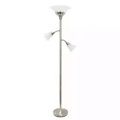 Kirklands Home Brushed Nickel 3-Scallop Glass Floor Lamp Gray New