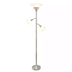 Kirklands Home Brushed Nickel 3-Scallop Glass Floor Lamp Gray New