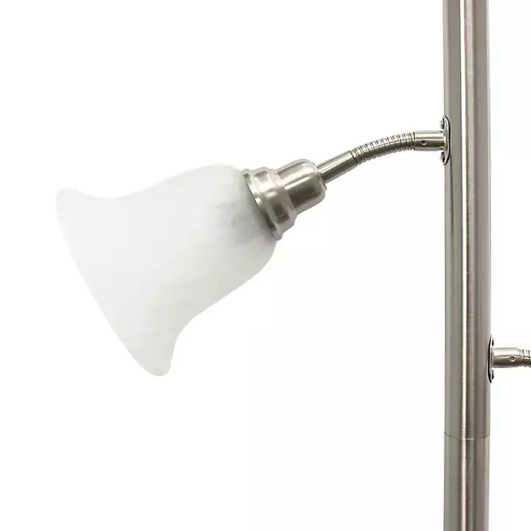 Kirklands Home Brushed Nickel 3-Scallop Glass Floor Lamp Gray New