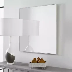 Kirklands Home Brushed Metal Square Framed Mirror Silver Hot