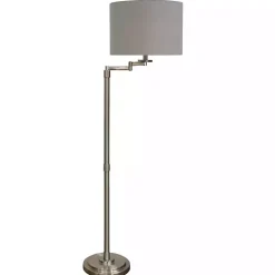 Kirklands Home Brushed Steel Adjustable Swing Arm Floor Lamp Tan