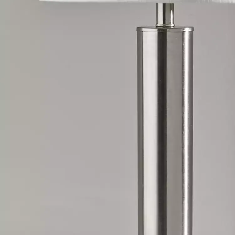 Kirklands Home Brushed Steel Cylinder Table Lamp White Hot