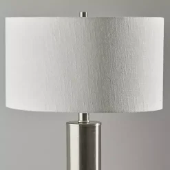 Kirklands Home Brushed Steel Cylinder Table Lamp White Hot