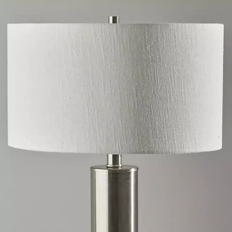 Kirklands Home Brushed Steel Cylinder Table Lamp White Hot