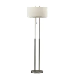 Kirklands Home Brushed Steel Double-Bulb Oval Floor Lamp Ivory Online