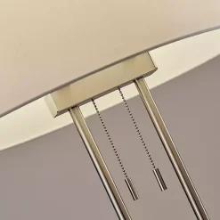 Kirklands Home Brushed Steel Double-Bulb Oval Floor Lamp Ivory Online