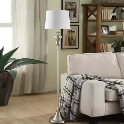 Kirklands Home Brushed Steel Fluted Floor Lamp White Online
