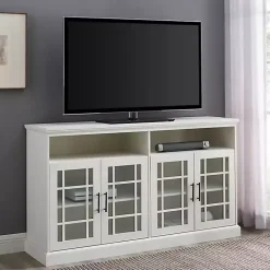 Kirklands Home Brushed Window Pane TV Stand White Best