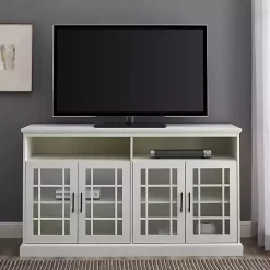Kirklands Home Brushed Window Pane TV Stand White Best