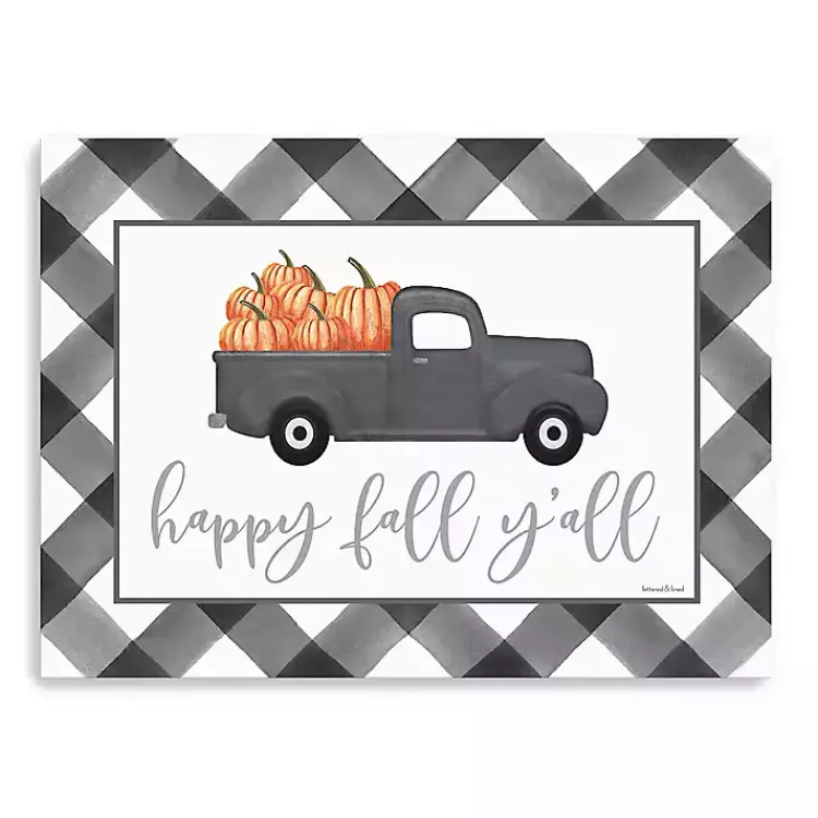 Fall>Kirklands Home Buffalo Check Happy Fall Truck Giclee Canvas Print