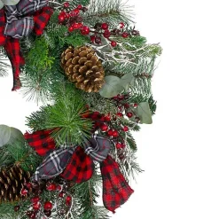 Wreaths>Kirklands Home Buffalo Check Plaid Ribbon Holiday Wreath