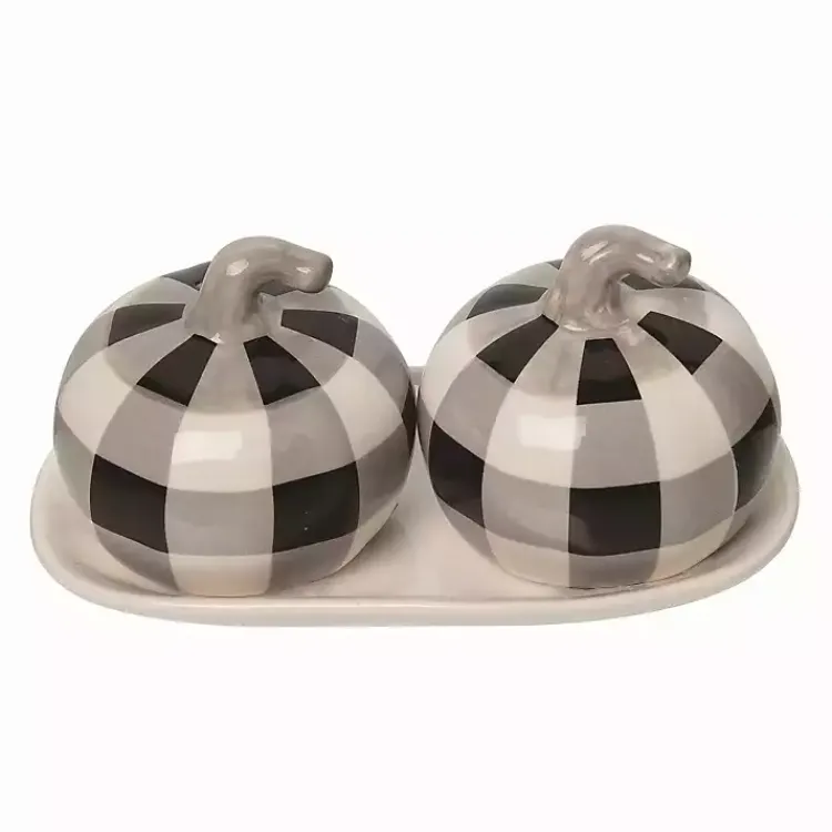 Fall>Kirklands Home Buffalo Check Pumpkin Salt and Pepper Shaker Set