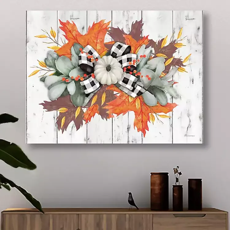 Fall>Kirklands Home Buffalo Check Pumpkin Swag Canvas Art Print