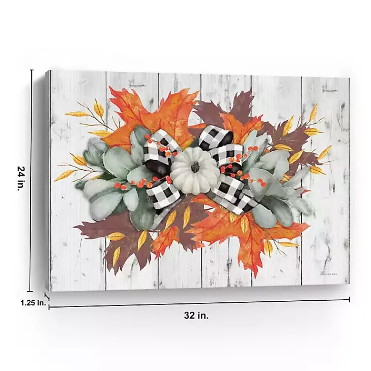 Fall>Kirklands Home Buffalo Check Pumpkin Swag Canvas Art Print
