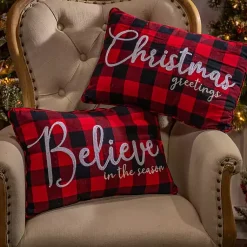 Pillows>Kirklands Home Buffalo Plaid Believe Christmas Pillows, Set of 2