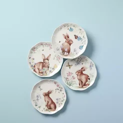 Easter Decorations>Kirklands Home Bunny Butterfly Appetizer Plates, Set of 4 Multi
