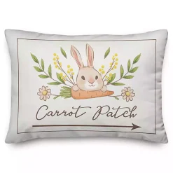 Easter Decorations>Kirklands Home Bunny Carrot Patch Lumbar Pillow White