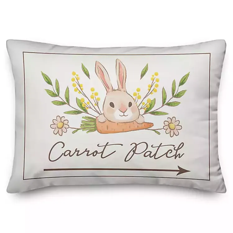 Easter Decorations>Kirklands Home Bunny Carrot Patch Lumbar Pillow White