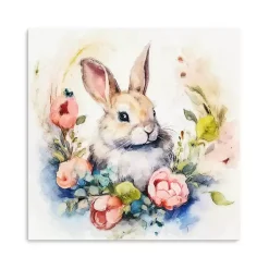 Easter Decorations>Kirklands Home Bunny Nestled in Flowers Canvas Art Print