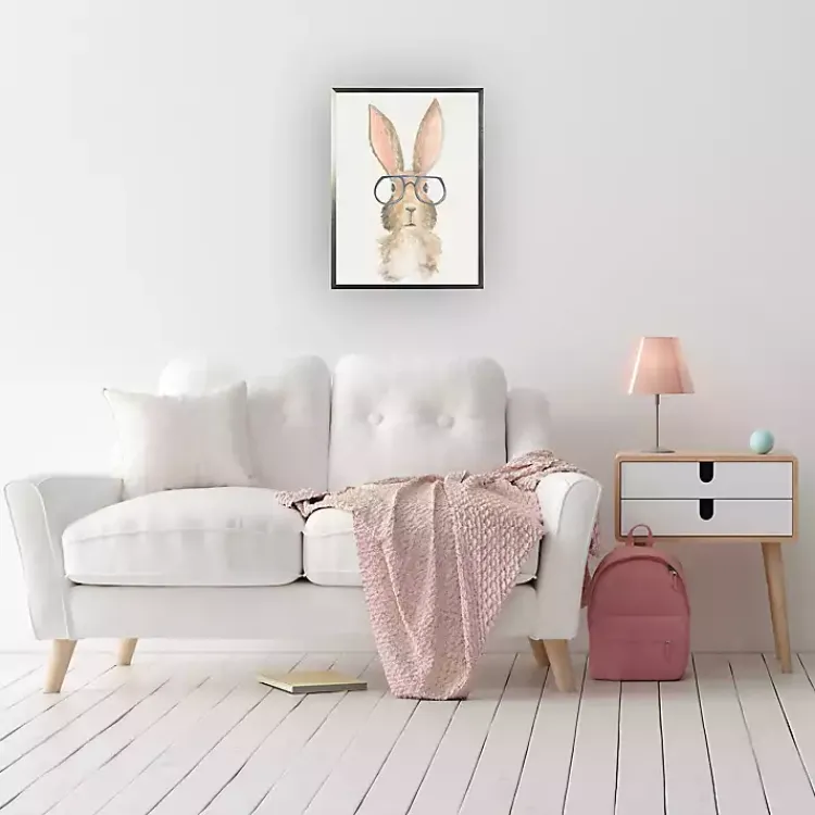 Easter Decorations>Kirklands Home Bunny Wearing Glasses Framed Art Print