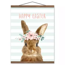 Easter Decorations>Kirklands Home Bunny with Floral Crown Hanging Canvas Print