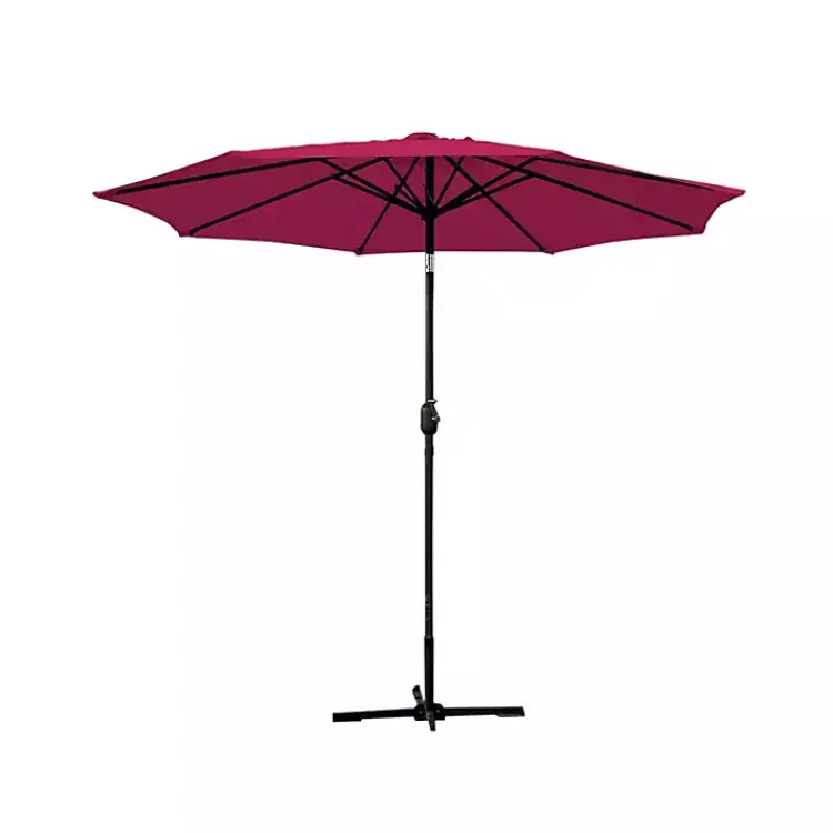 Kirklands Home Burgundy 9 ft. Hand Crank Tilt Umbrella Red