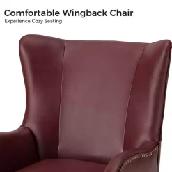 Kirklands Home Burgundy Faux Leather Accent Chair Red New