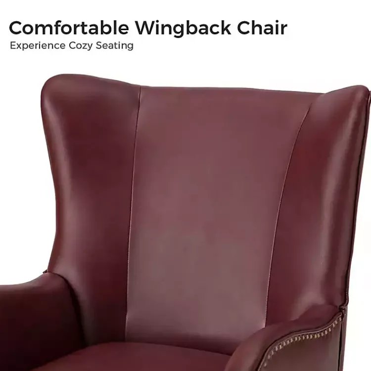 Kirklands Home Burgundy Faux Leather Accent Chair Red New