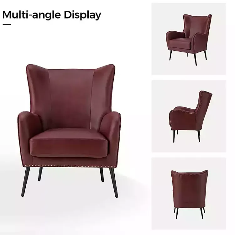 Kirklands Home Burgundy Faux Leather Accent Chair Red New