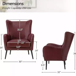 Kirklands Home Burgundy Faux Leather Accent Chair Red New