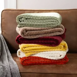 Blankets & Throws>Kirklands Home Burgundy Heavenly Herringbone Plush Throw Red