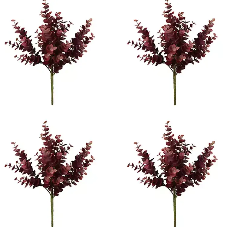 Stems & Bouquets>Kirklands Home Burgundy Jade Leaf Sprays, Set of 4