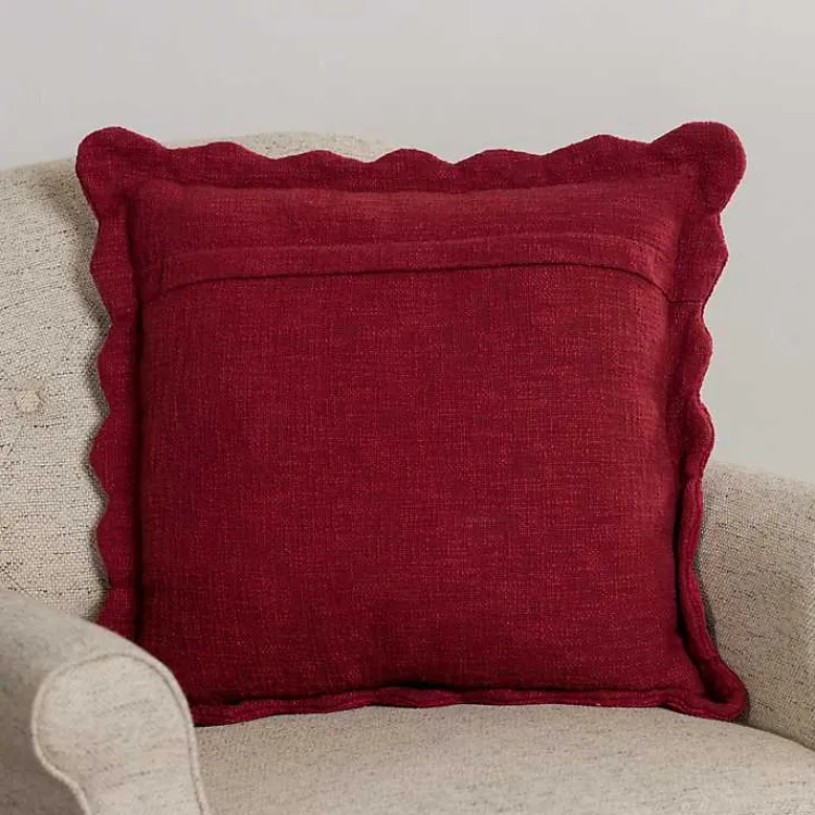 Pillows>Kirklands Home Burgundy Juna Scalloped Pillow Red