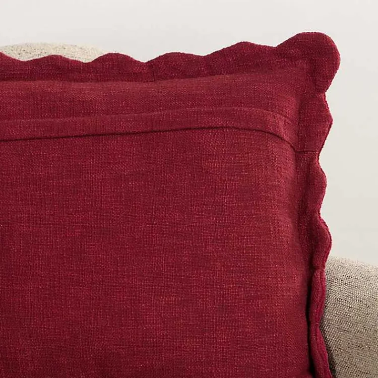 Pillows>Kirklands Home Burgundy Juna Scalloped Pillow, 22 in. Red
