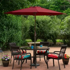 Kirklands Home Burgundy Tilt Hand Crank Outdoor Umbrella Clearance