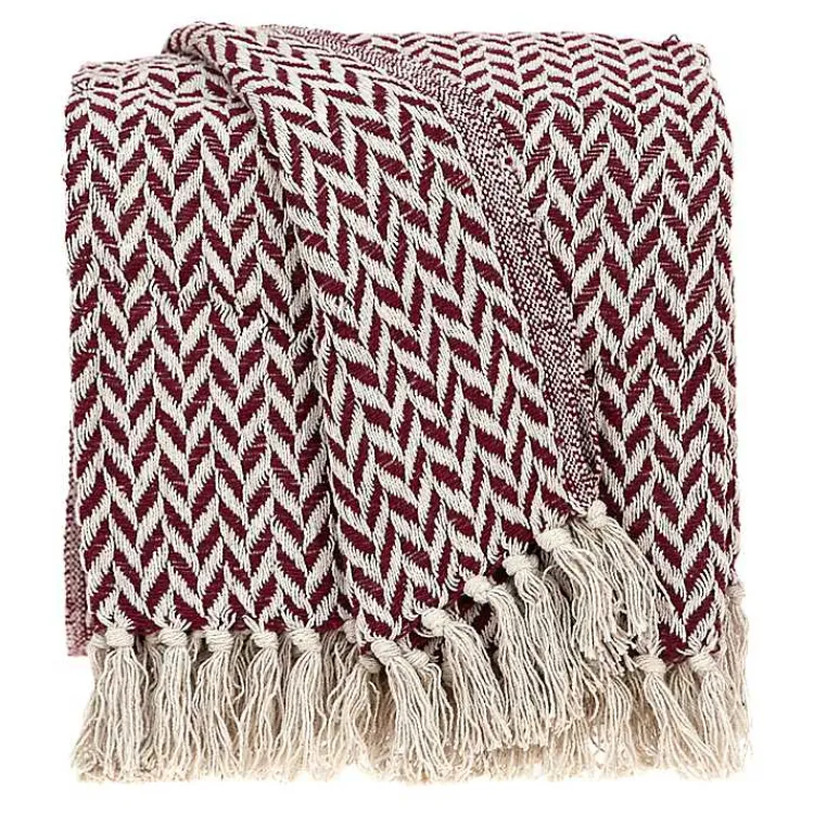 Blankets & Throws>Kirklands Home Burgundy Zig Zag Pattern Throw