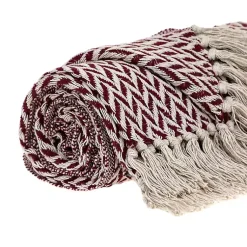 Blankets & Throws>Kirklands Home Burgundy Zig Zag Pattern Throw