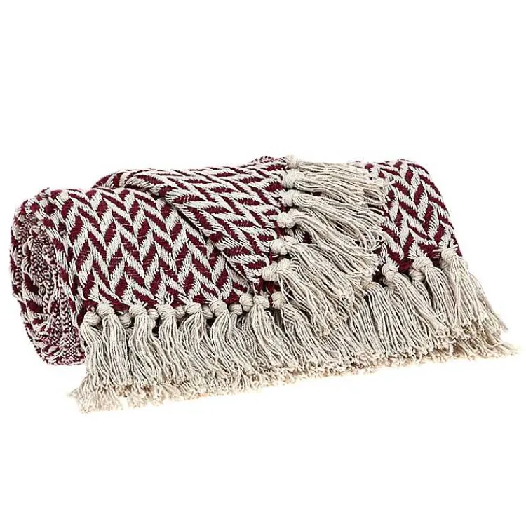 Blankets & Throws>Kirklands Home Burgundy Zig Zag Pattern Throw