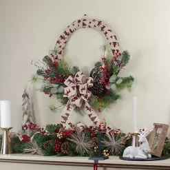 Christmas Wreaths>Kirklands Home Burlap Buffalo Check Foliage Wreath