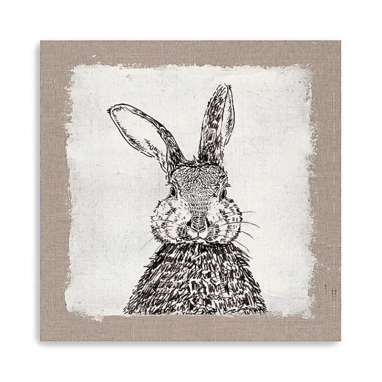 Easter Decorations>Kirklands Home Burlap Bunny Drawing Canvas Art Print