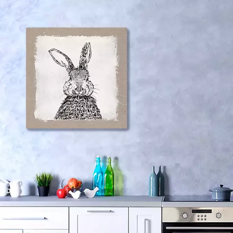 Easter Decorations>Kirklands Home Burlap Bunny Drawing Canvas Art Print