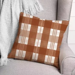 Fall>Kirklands Home Burnt Orange Plaid Harvest Throw Pillow