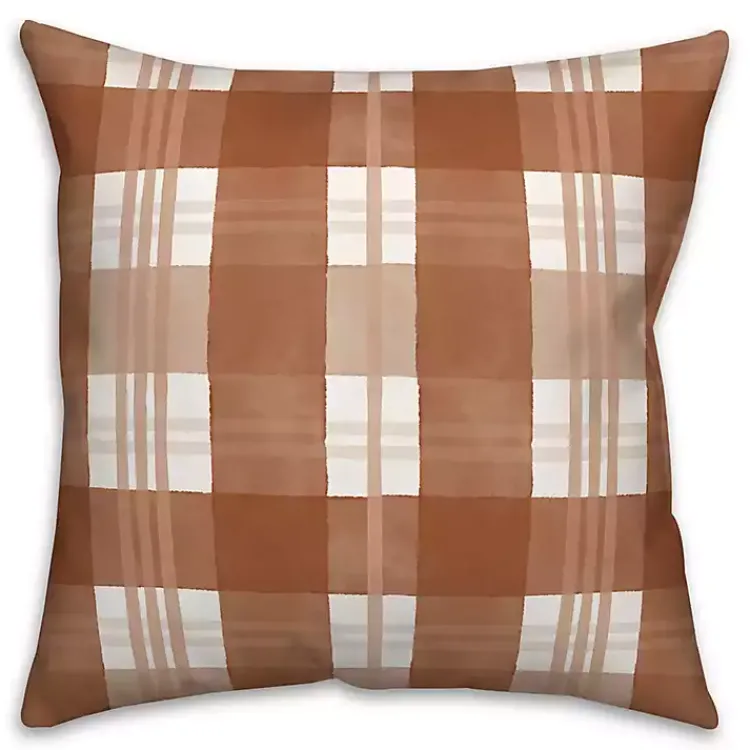 Fall>Kirklands Home Burnt Orange Plaid Harvest Throw Pillow