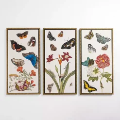 Kirklands Home Butterfly Swarm Framed Canvas Art Prints, Set of 3 Multi Online