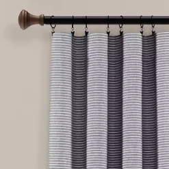 Kirklands Home Buttons and Stripes Curtain Panel Set, 84 in. Gray Clearance