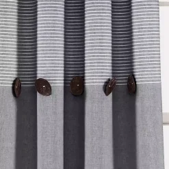 Kirklands Home Buttons and Stripes Curtain Panel Set, 84 in. Gray Clearance