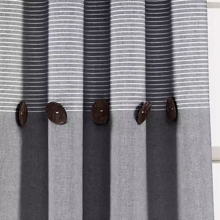 Kirklands Home Buttons and Stripes Curtain Panel Set, 84 in. Gray Clearance
